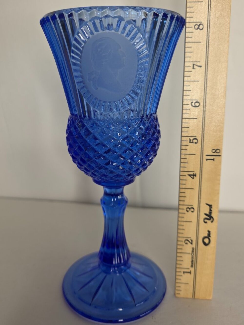 Vintage 1970's Avon George Washington Goblet in Cobalt Blue Glass - Picture 2 of 3